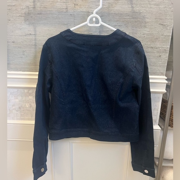 NWT new large Anthropologie Maeve Cora patch pocket denim sparkle jacket jean - Picture 14 of 16